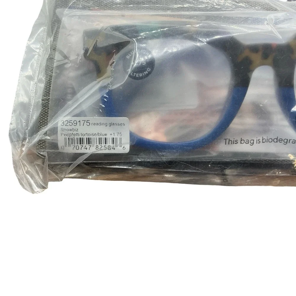 Peepers Showbiz Blue Light Reading Glasses +1.75 Peepfetti Tortoise Blue 3259175